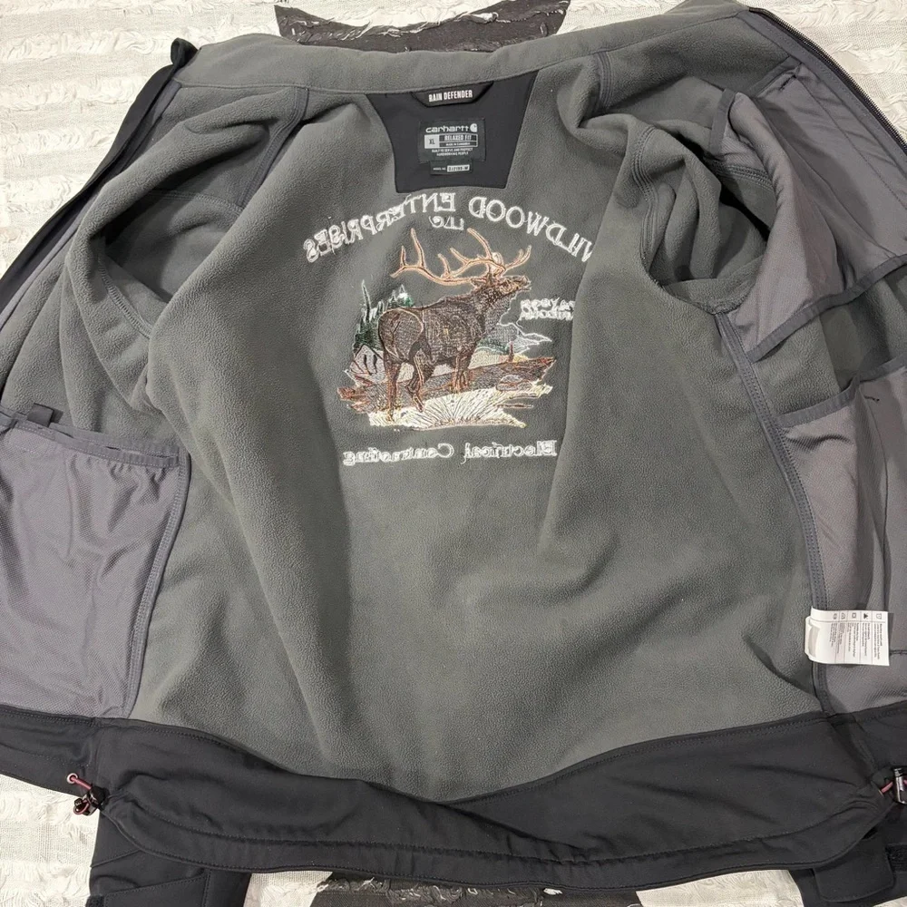 Carhartt Storm Defender Jacket Black Sz XL Rain Defender Embroider Logo Outdoor